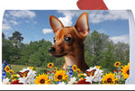 Miniature Pincsher  Red  Cropped- Best of Breed Summer Flowers Mailbox Cover Hi-Grade Vinyl 6" x 19"