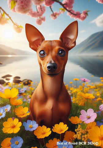 Miniature Pinscher Red Cropped -  Best of Breed DCR Spring House and Garden Flag