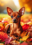 Miniature Pinscher Red Cropped - Best of Breed DCR Falling Leaves Outdoor Flag