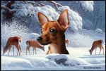 Miniature Pincsher  Red  Cropped- Best of Breed Winter Wonderland Floor Mat Tufted Loop 18" x 27"