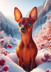 Miniature Pinscher Red Cropped - Best of Breed DCR Winter Berries Outdoor House and Garden Flag