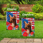 Miniature Pincsher  Red  Cropped- Best of Breed  Patriotic I All-American Outdoor House and Garden Flag