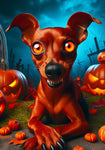 Miniature Pinscher Red Cropped - Best of Breed DCR Halloween Outdoor House and Garden Flag