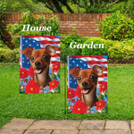 Miniature Pincsher  Red  Uncropped- Best of Breed  Patriotic I All-American Outdoor House and Garden Flag