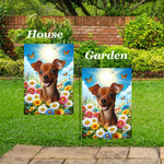 Miniature Pincsher  Red  Uncropped- Best of Breed  Summer Butterflies Outdoor House and Garden Flag