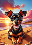 Miniature Pinscher Black and Tan Cropped - Best of Breed DCR Summer Sunset Outdoor House and Garden Flag