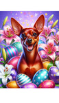 Miniature Pinscher Red Cropped - Best of Breed DCR Easter Holiday    Outdoor House and Garden Flag