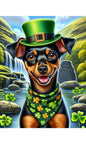 Miniature Pinscher Black and Tan Uncropped - Best of Breed DCR Saint Patricks Day Day Outdoor House and Garden Flag