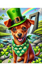 Miniature Pinscher Red Uncropped - Best of Breed DCR Saint Patricks Day Day Outdoor House and Garden Flag