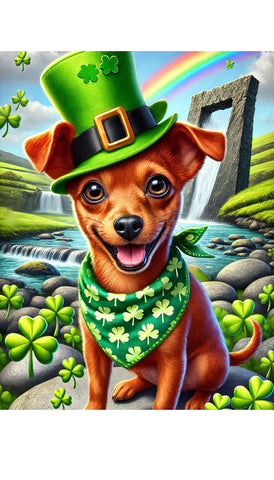 Miniature Pinscher Red Uncropped - Best of Breed DCR Saint Patricks Day Day Outdoor House and Garden Flag