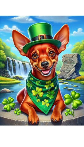 Miniature Pinscher Red Cropped - Best of Breed DCR Saint Patricks Day Day Outdoor House and Garden Flag