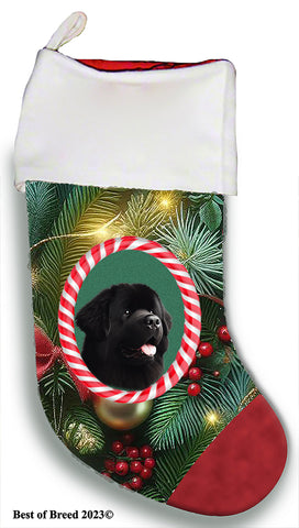 Newfoundland - Best of Breed  Christmas Stocking 13.5"  Red Gaming Cloth with Red Lining ,Plush White Cuff
