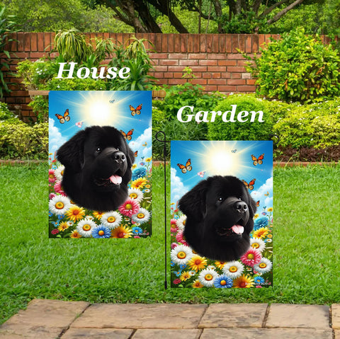 Newfoundland - Best of Breed  Summer Butterflies Outdoor House and Garden Flag