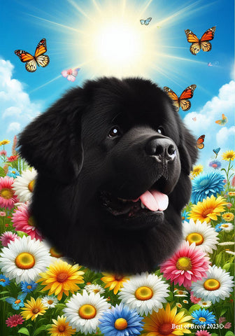 Newfoundland - Best of Breed  Summer Butterflies Outdoor House and Garden Flag