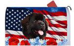 Newfoundland Chocolate -  Best of Breed Patriotic Mailbox Cover Hi-Grade Vinyl 6" x 19"