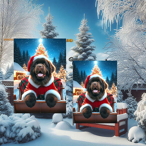 Newfoundland Chocolate - Best of Breed DCR Christmas Outdoor House and Garden Flag