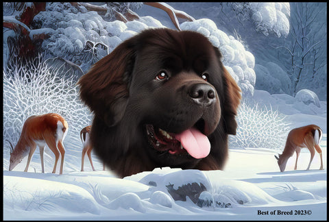 Newfoundland Chocolate -  Best of Breed Winter Wonderland Floor Mat Tufted Loop 18" x 27"