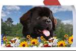 Newfoundland Chocolate -  Best of Breed Summer Flowers Mailbox Cover Hi-Grade Vinyl 6" x 19"