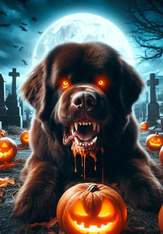 Newfoundland Chocolate - Best of Breed DCR Halloween Outdoor House and Garden Flag