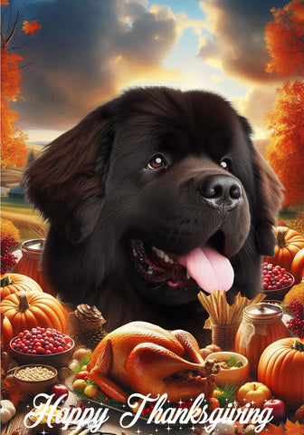 Newfoundland Chocolate -  Best of Breed  Thanksgiving Outdoor House and Garden Flag