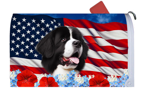 Newfoundland Landseer - Best of Breed Patriotic Mailbox Cover Hi-Grade Vinyl 6" x 19"