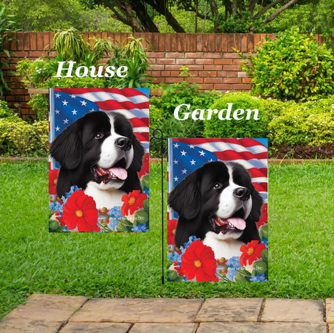 Newfoundland Landseer - Best of Breed  Patriotic I All-American Outdoor House and Garden Flag