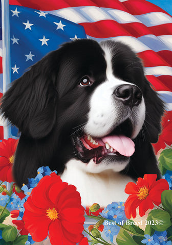 Newfoundland Landseer - Best of Breed  Patriotic I All-American Outdoor House and Garden Flag