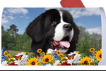 Newfoundland Landseer - Best of Breed Summer Flowers Mailbox Cover Hi-Grade Vinyl 6" x 19"