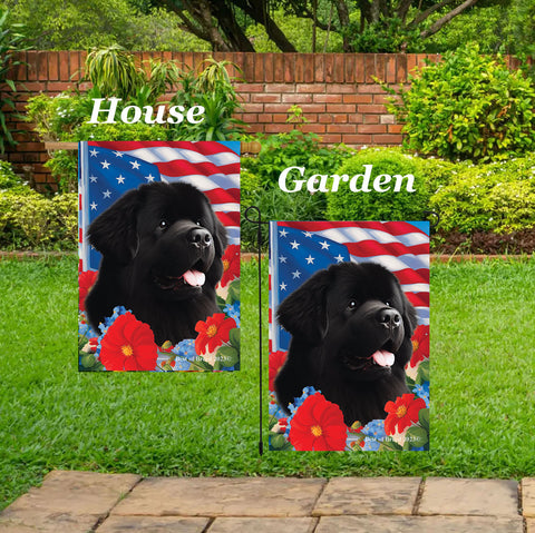 Newfoundland - Best of Breed  Patriotic I All-American Outdoor House and Garden Flag