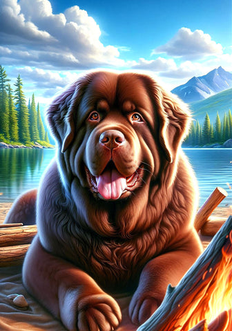 Newfoundland Chocolate - Best of Breed DCR Summer Camping   Outdoor House and Garden Flag