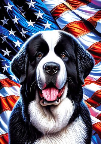 Newfoundland Landseer - Best of Breed DCR Patriotic III   Outdoor House and Garden Flag