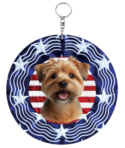 Norfolk Terrier - Best of Breed  Stars and Stripes Aluminum 10" Wind Spinner