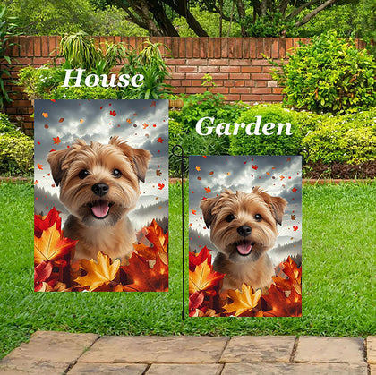 Norfolk Terrier - Best of Breed  Fall Leaves Outdoor House and Garden Flag