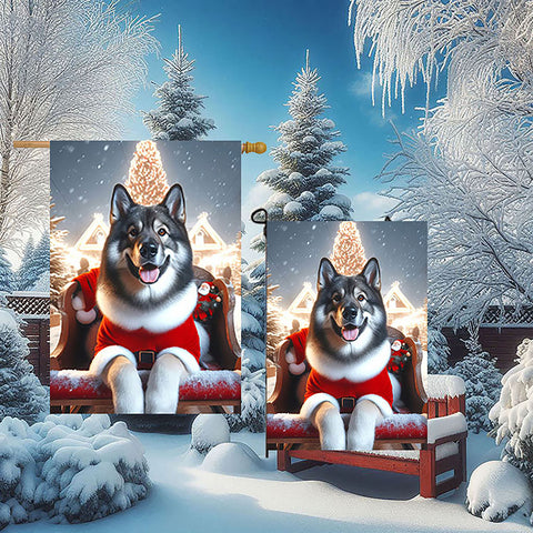 Norwegian Elkhound - Best of Breed DCR Christmas Outdoor House and Garden Flag