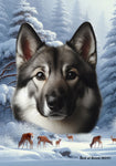 Norwegian Elkhound -  Best of Breed  Winter Wonderland Outdoor House and Garden Flag