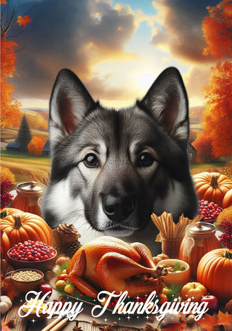 Norwegian Elkhound -  Best of Breed  Thanksgiving Outdoor House and Garden Flag