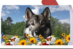 Norwegian Elkhound -  Best of Breed Summer Flowers Mailbox Cover Hi-Grade Vinyl 6" x 19"