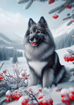 Norwegian Elkhound - Best of Breed DCR Winter Berries Outdoor House and Garden Flag