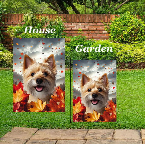 Norwich Terrier - Best of Breed  Fall Leaves Outdoor House and Garden Flag