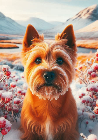 Norwich Terrier - Best of Breed DCR Winter Berries Outdoor House and Garden Flag