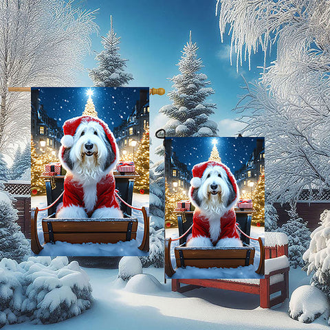Old English Sheepdog - Best of Breed DCR Christmas Outdoor House and Garden Flag