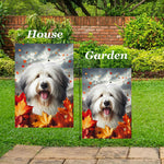 Old English Sheepdog - Best of Breed  Fall Leaves Outdoor House and Garden Flag