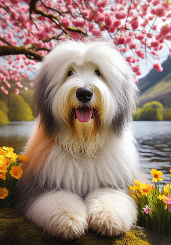 Old English Sheepdog - Best of Breed DCR Spring Outdoor Flag