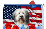 Old English Sheepdog - Best of Breed Patriotic Mailbox Cover Hi-Grade Vinyl 6" x 19"