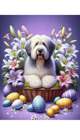 Old English Sheepdog - Best of Breed DCR Easter Holiday    Outdoor House and Garden Flag