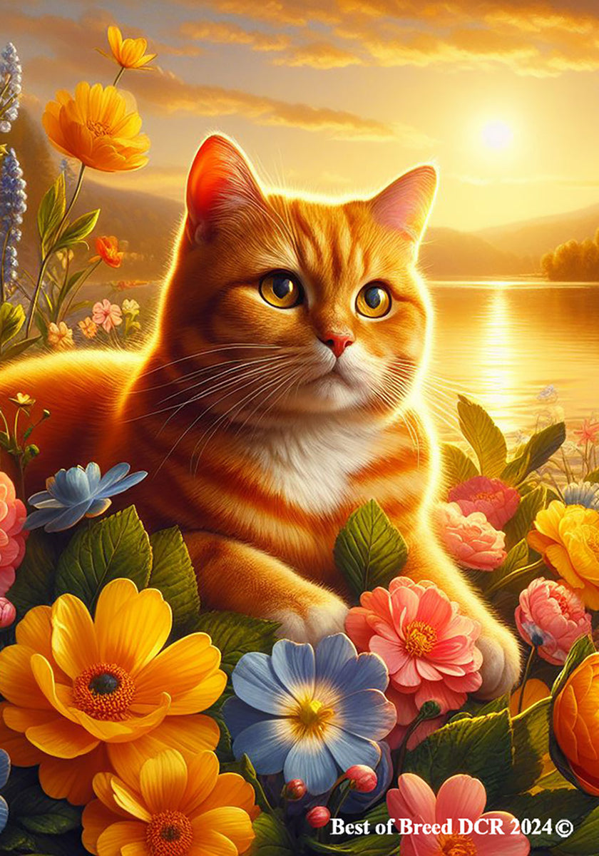 Orange Tabby Cat - Best of Breed DCR Spring House and Garden Flag