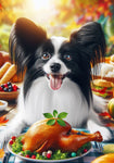 Papillon Black and White - Best of Breed DCR Thanksgiving Outdoor House and Garden Flag