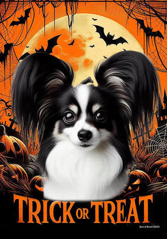 Papillion Black/White - Best of Breed  Halloween Outdoor House and Garden Flag