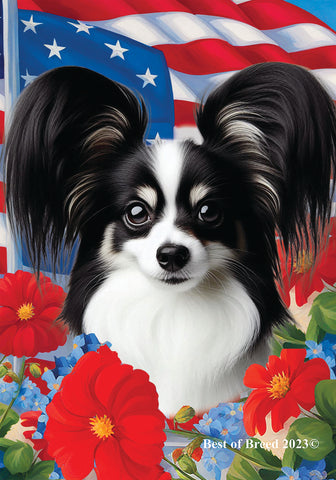 Papillion Black/White - Best of Breed  Patriotic I All-American Outdoor House and Garden Flag