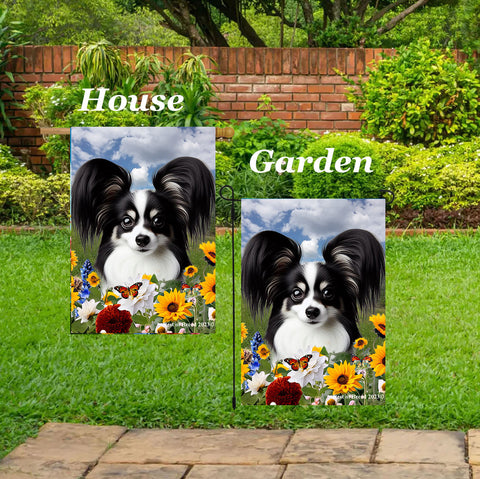 Papillion Black/White - Best of Breed  Summer Fields Outdoor House and Garden Flag